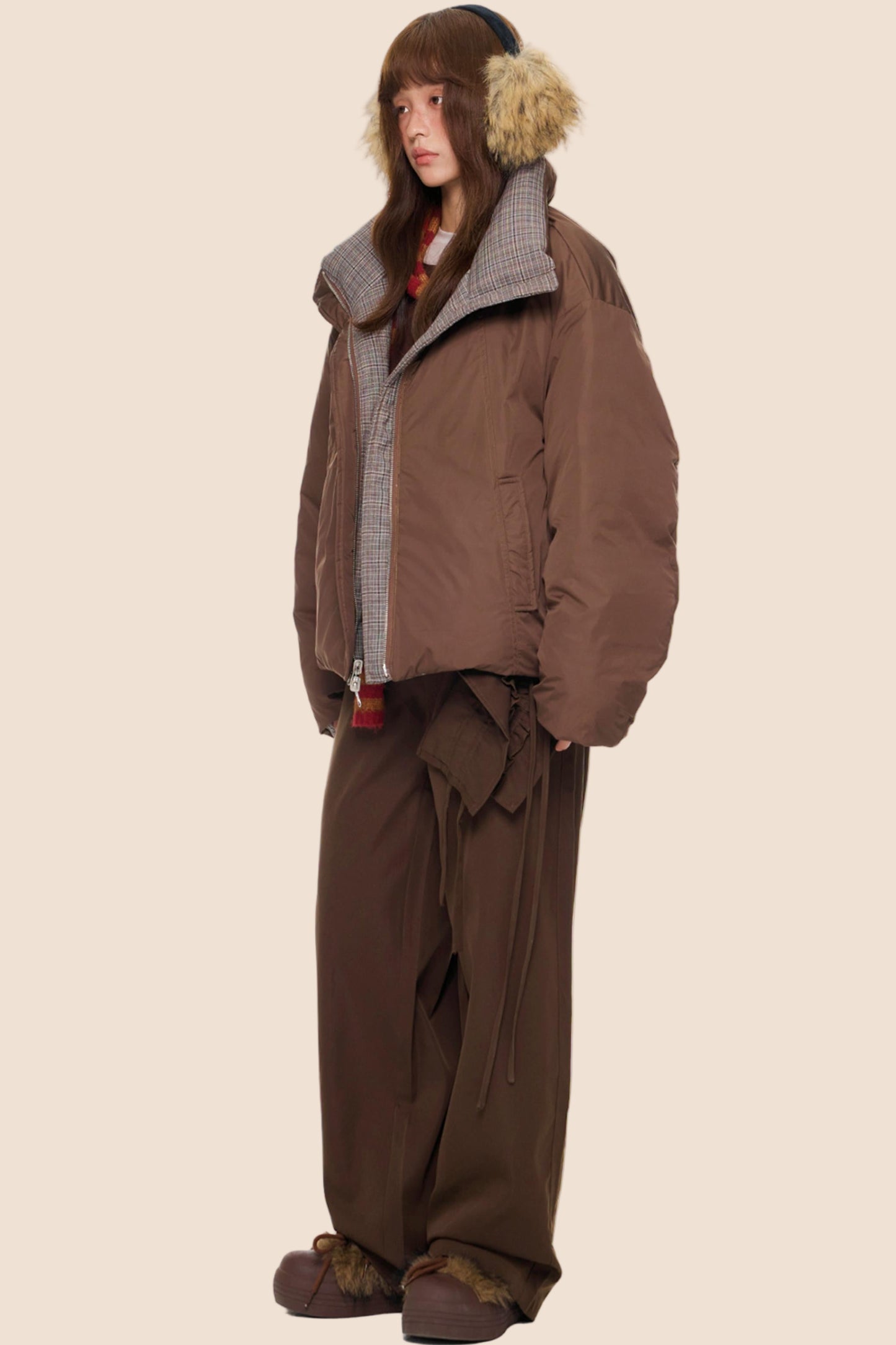 Reversible Plaid Down Jacket