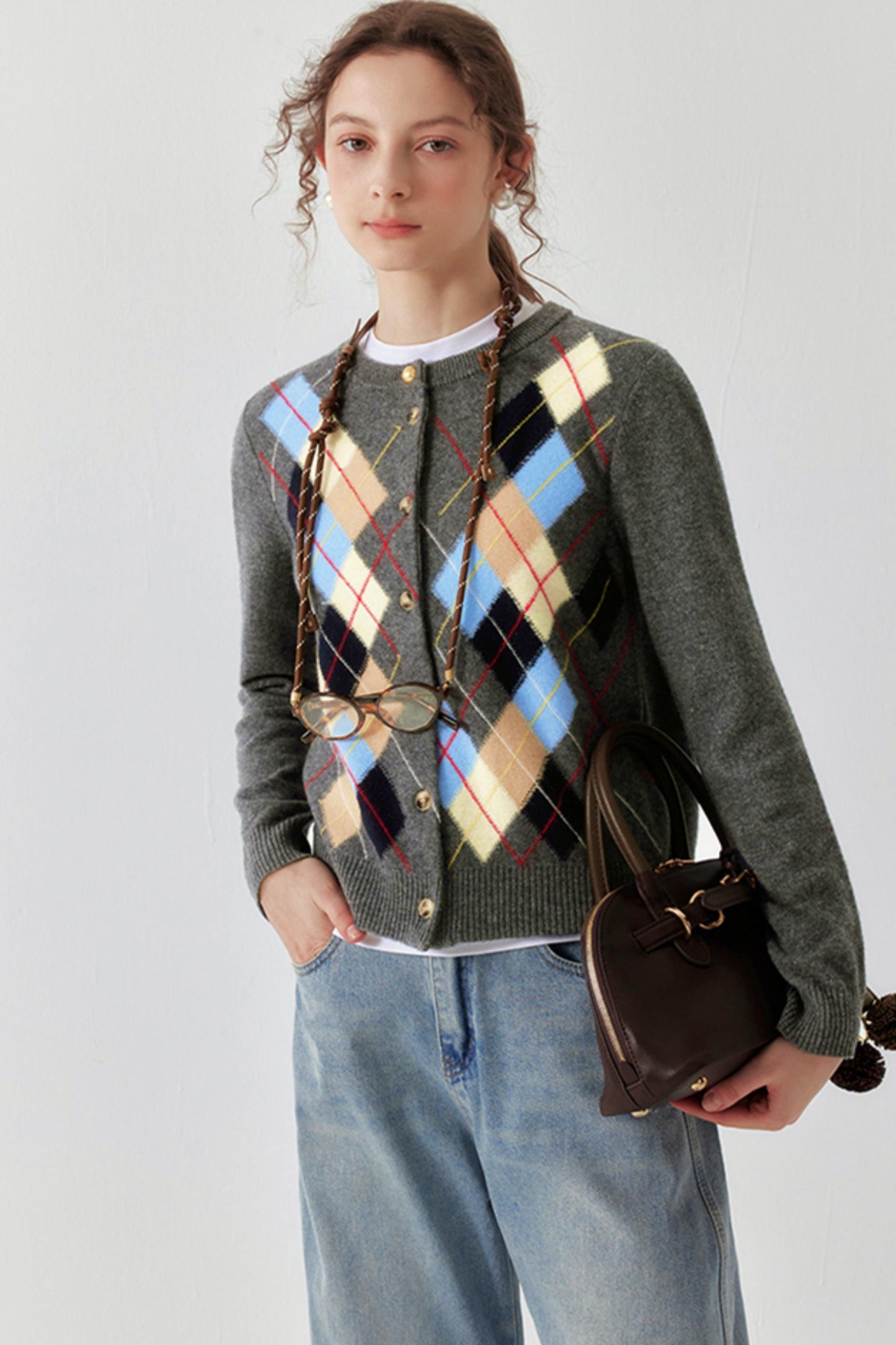 All-Wool Quilted Layering Sweater Cardigan