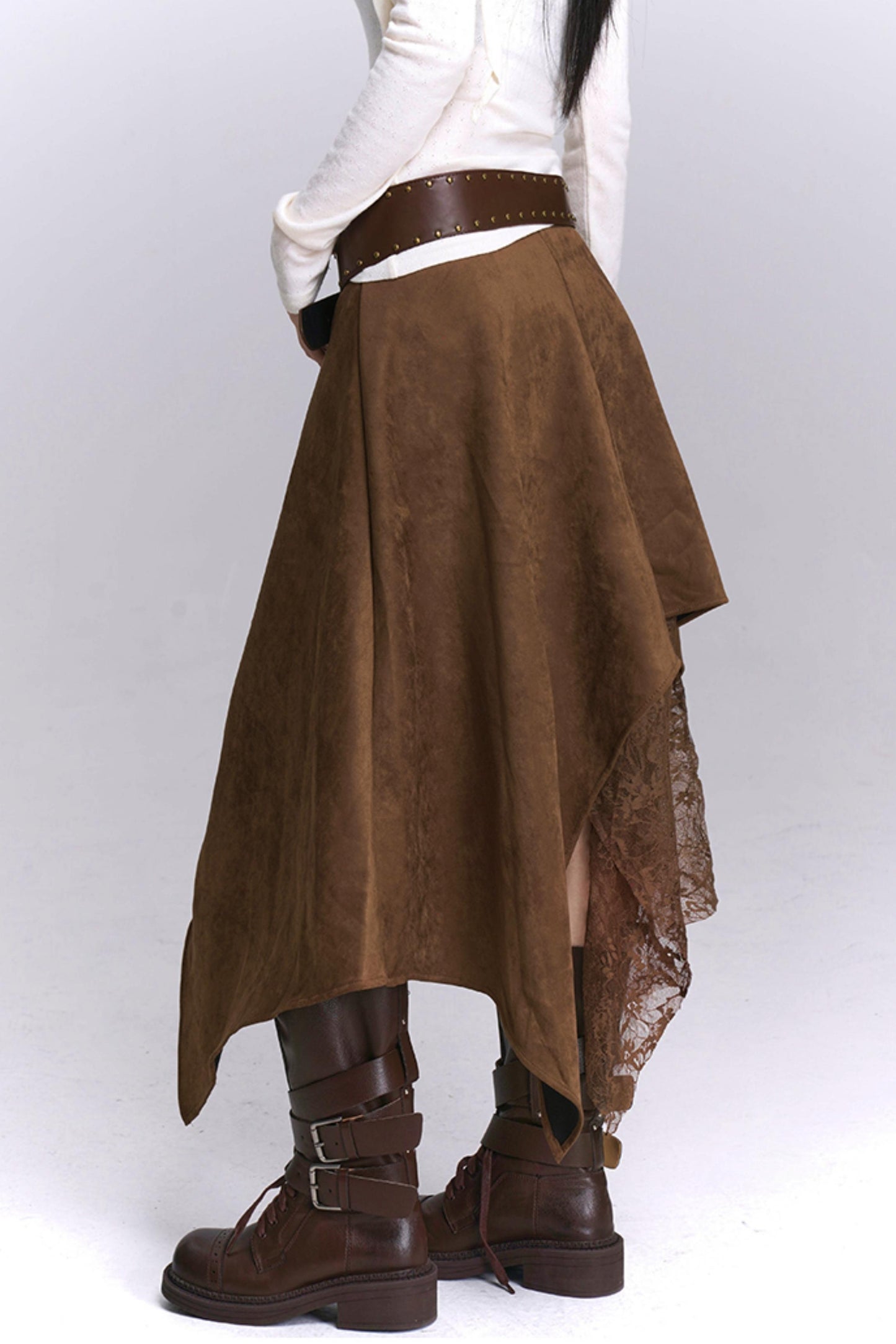 Coffee Suede Skirt