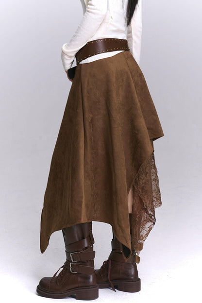Coffee Suede Skirt