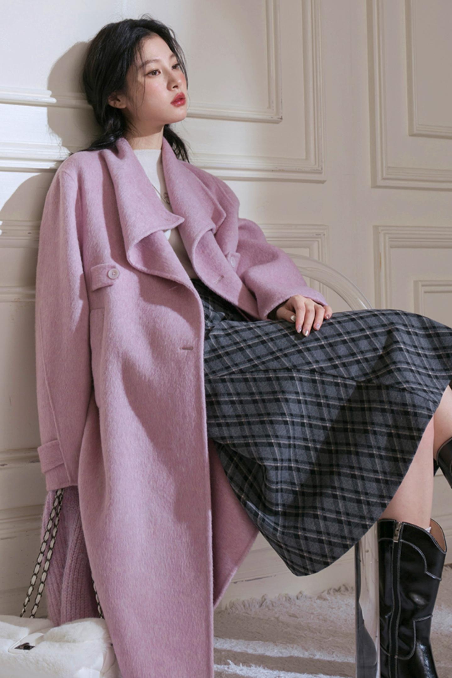 Gray Plaid Leather Skirt