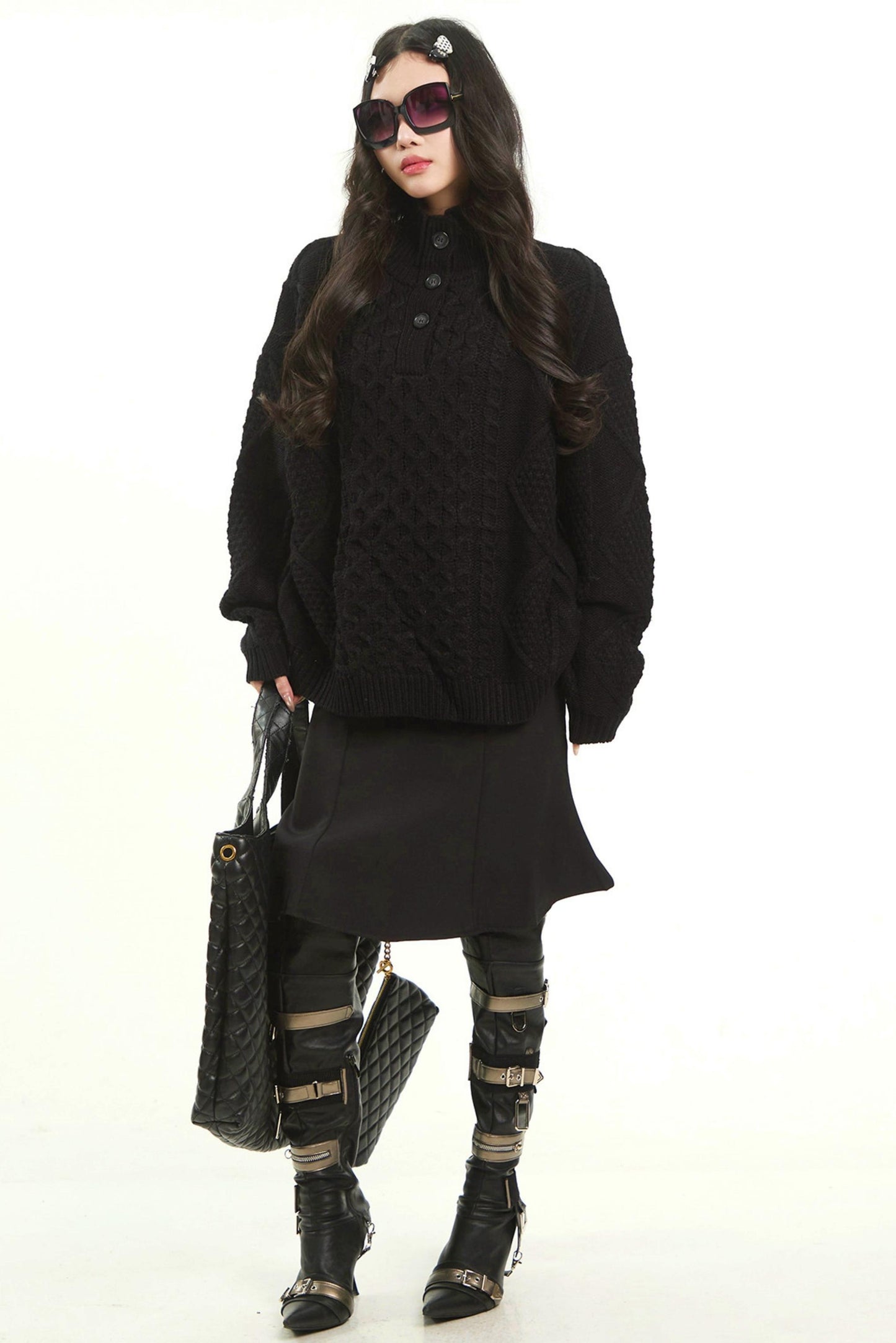 Retro Gray Twist Knitted Sweater