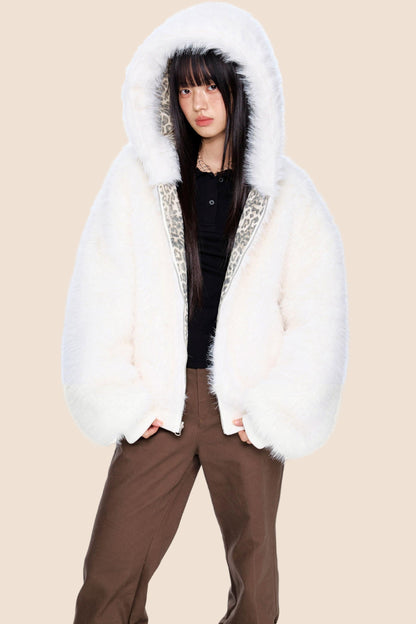 Reversible Leopard Hooded Jacket