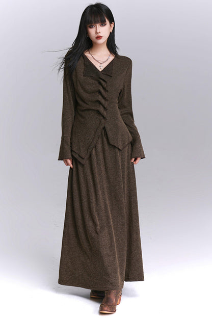 Chic Gray Two-Piece Suit Skirt Set-Up