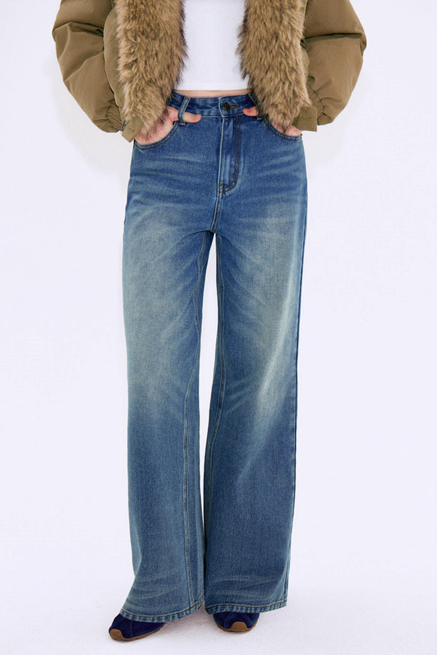 Vintage Washed Denim Jeans