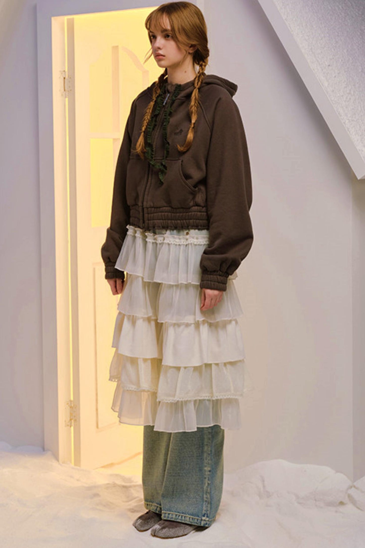 Hand-Dyed French Ruffled Skirt