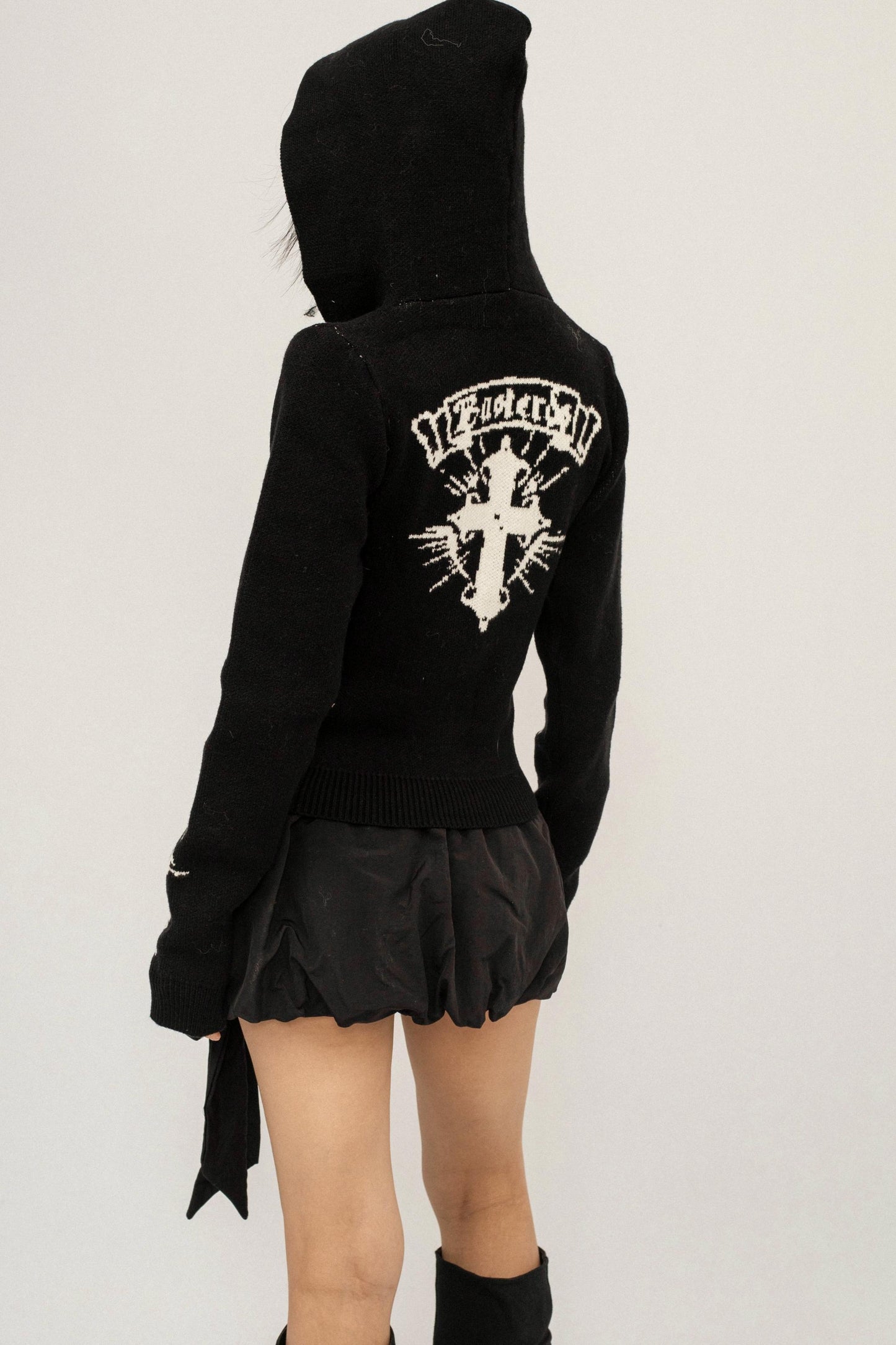 Retro Knit Hooded Cardigan