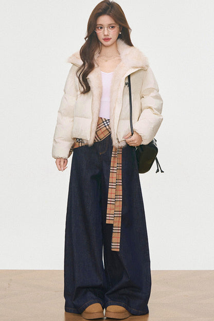 Winter Plaid Cotton Coat Set-Up