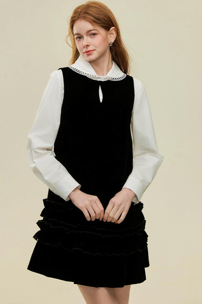 Velvet Lace A-Line Mini Dress