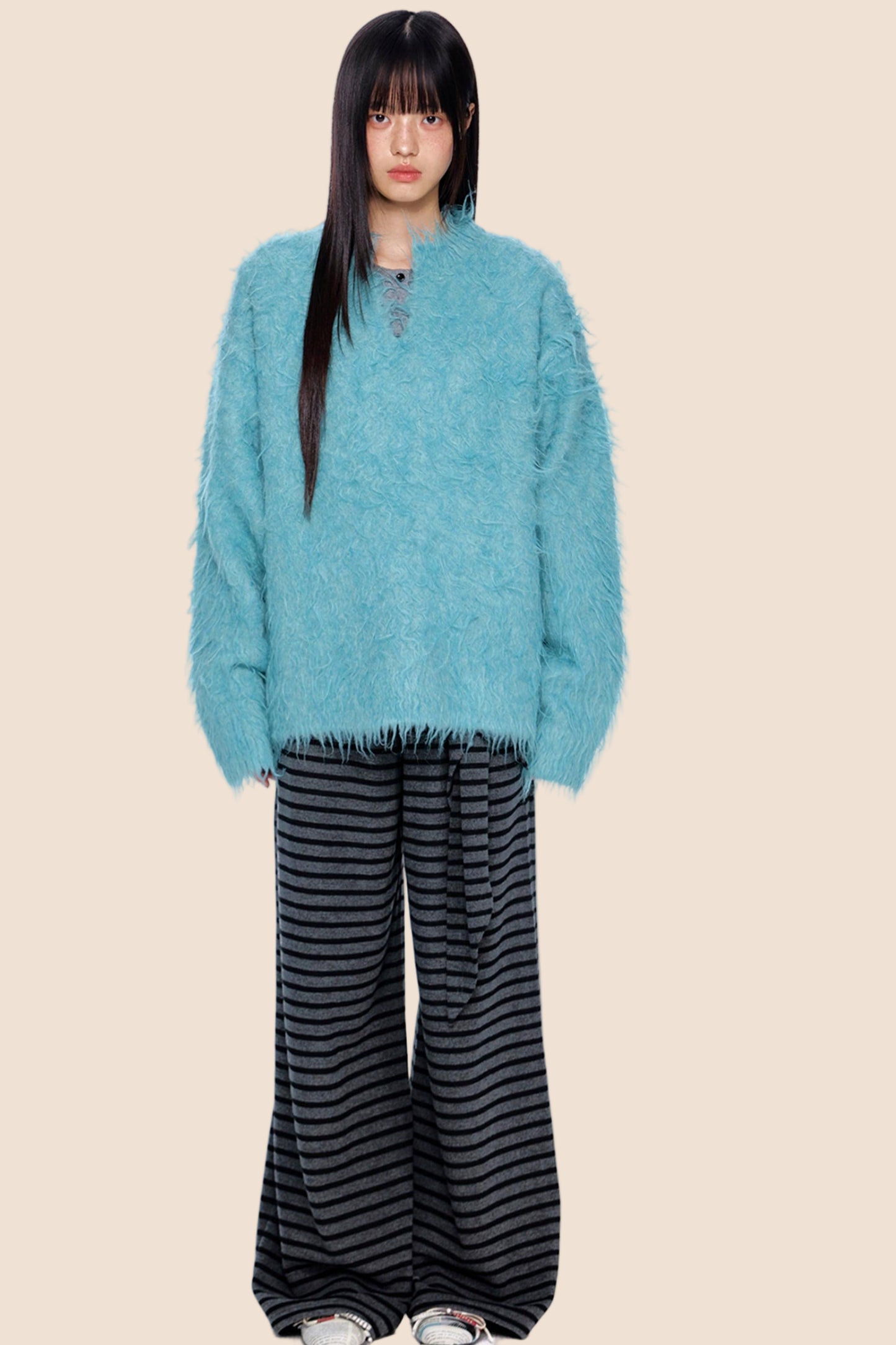 Imitation Mink Velvet V-Neck Sweater