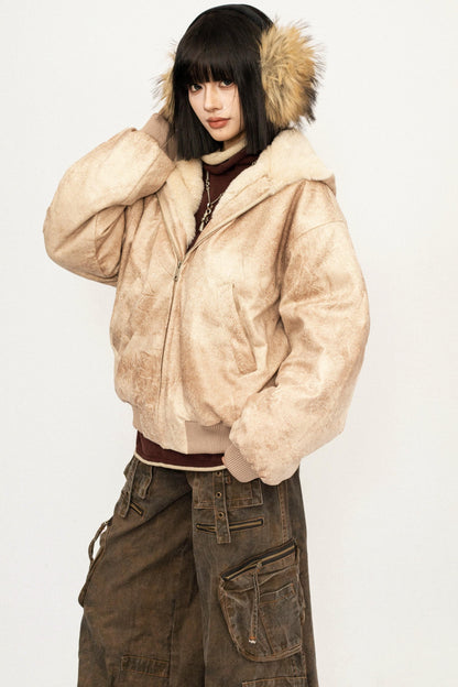 Retro Black Fur Hooded Jacket