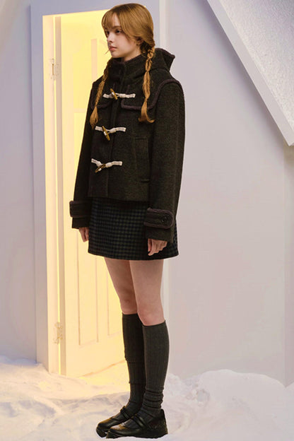 French Plaid Woolen Dress