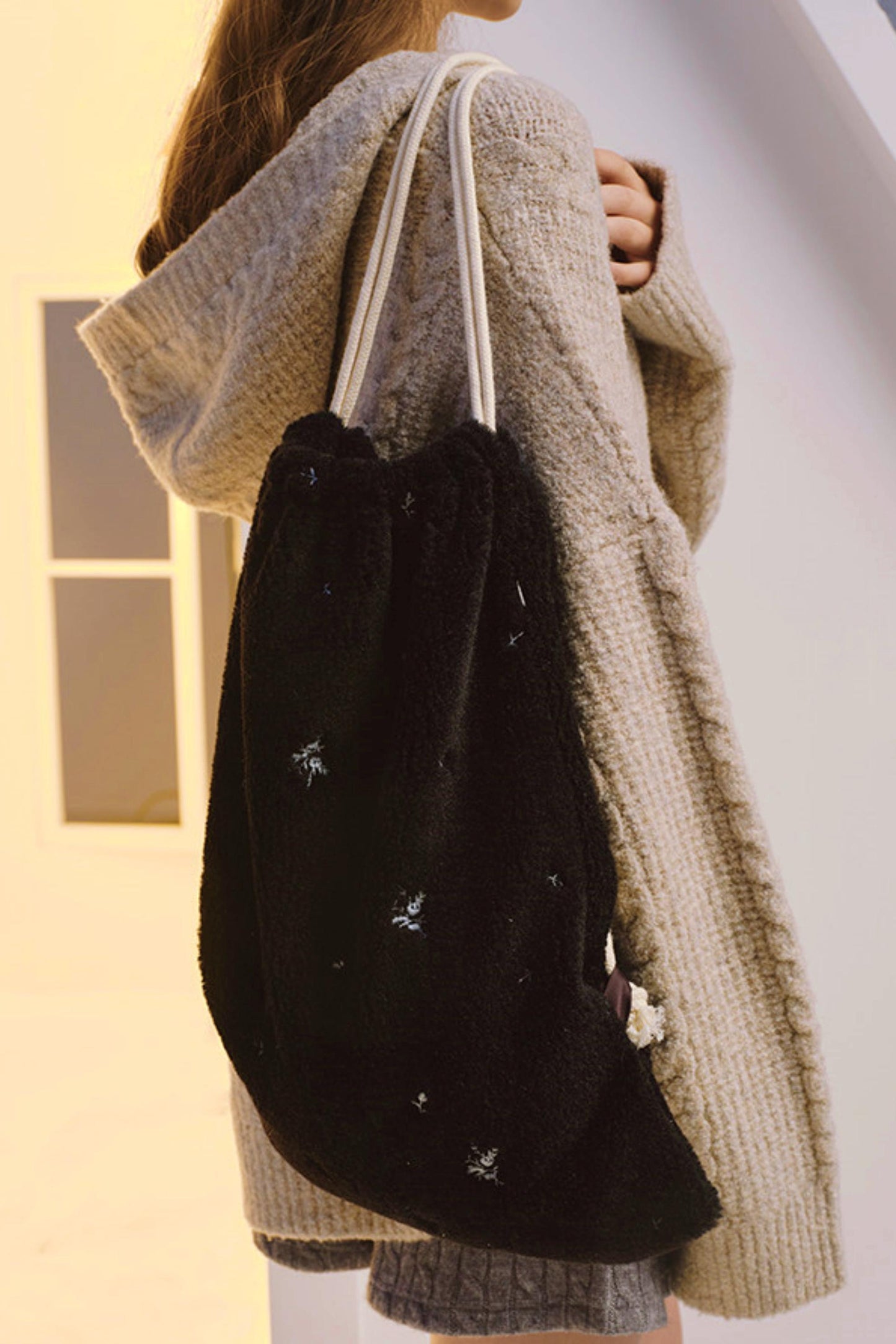 Soft Velvet Floral Backpack