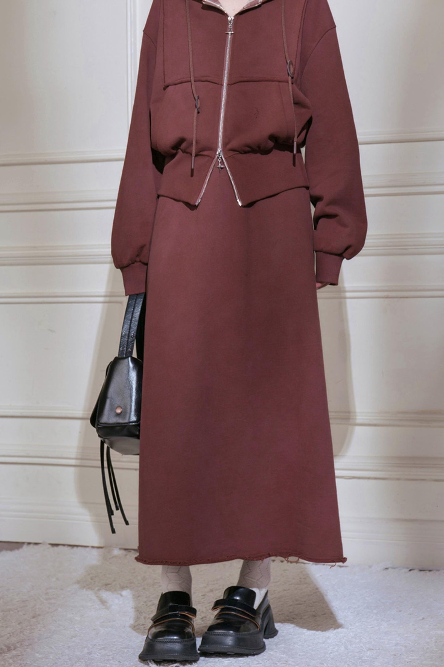 Maple Leaf Rouge À carreaux Patchwork Veste Ensemble