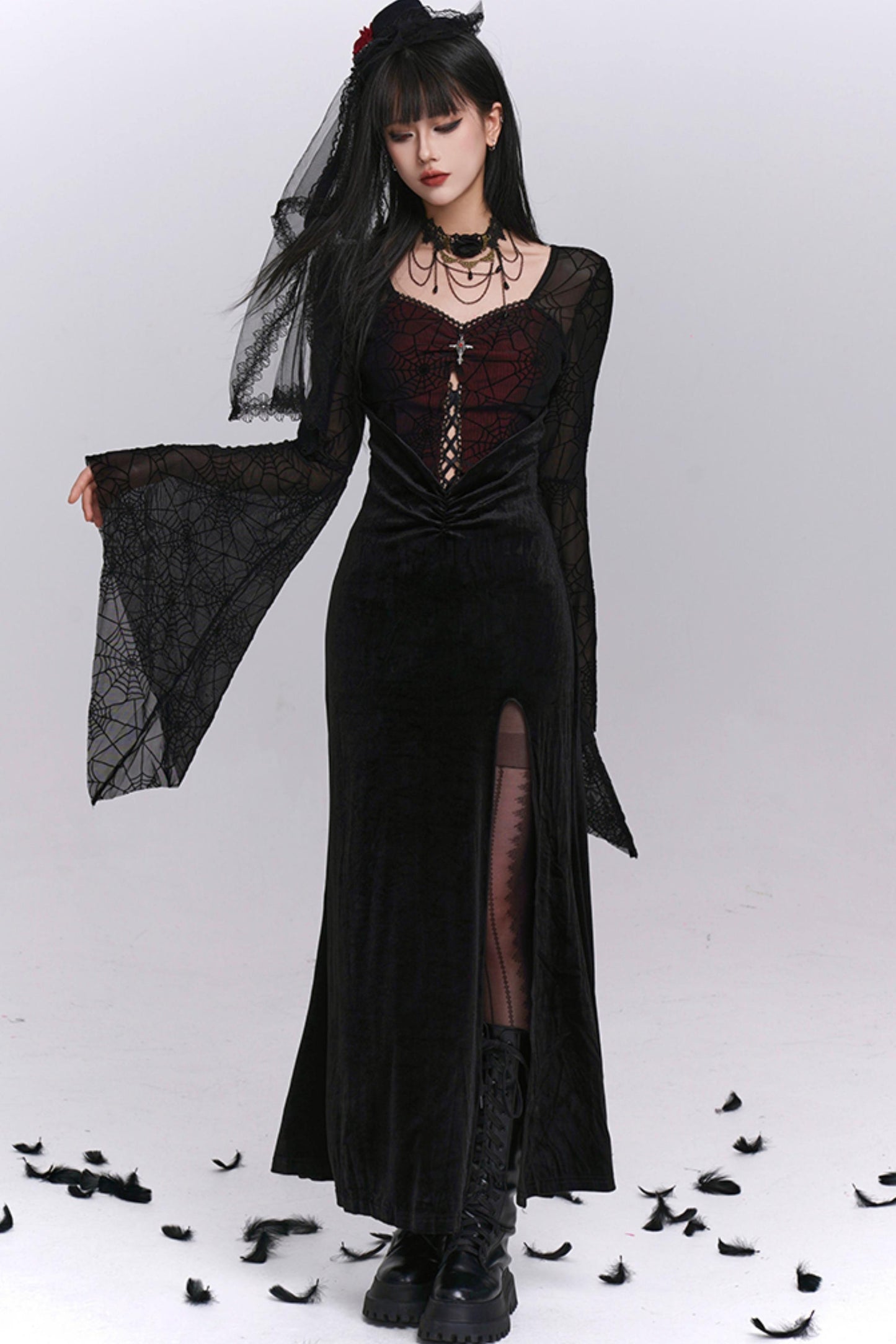 Sexy Gothic Flared Sleeve Dress