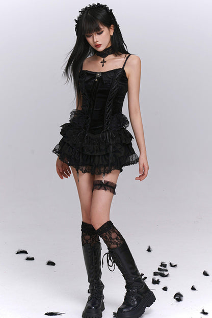 Black Puffy Black Culotte Set-Up