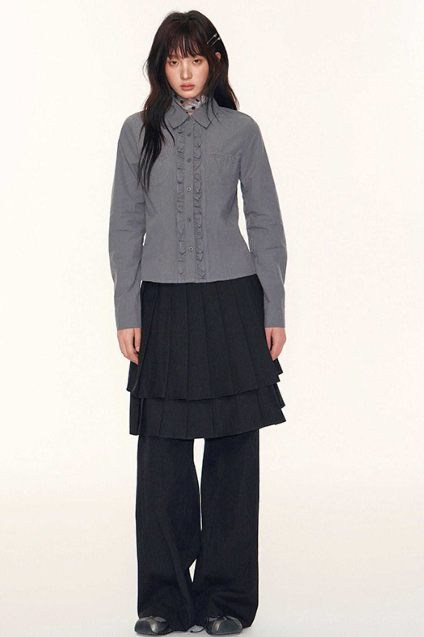 Double-Layer Pleated Skirt