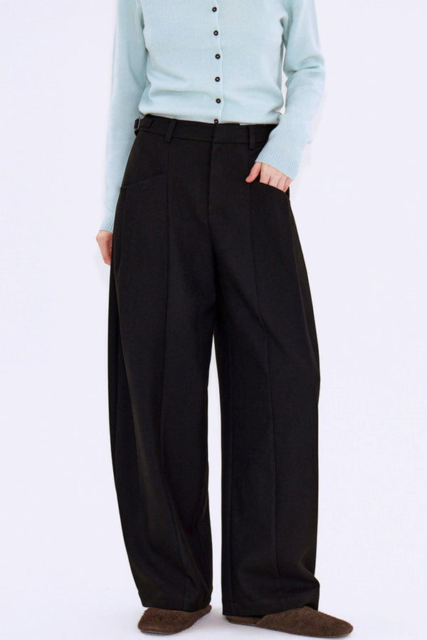 High-End Pleated Black Pants