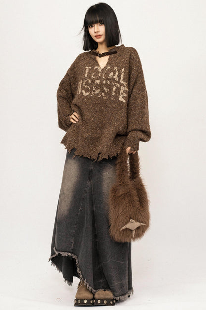 Retro Gray Knitted Sweater