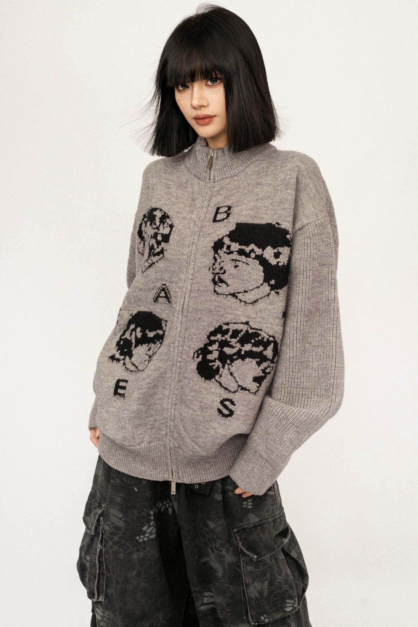 Retro Black Knitted Cardigan