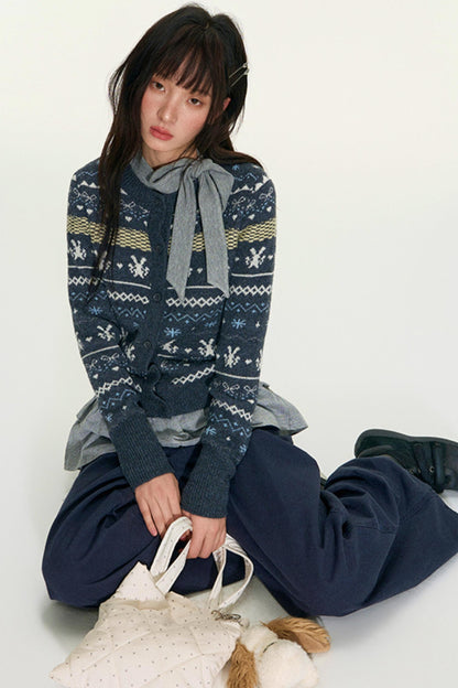 Fair Isle Vintage Wool Cardigan Set-Up