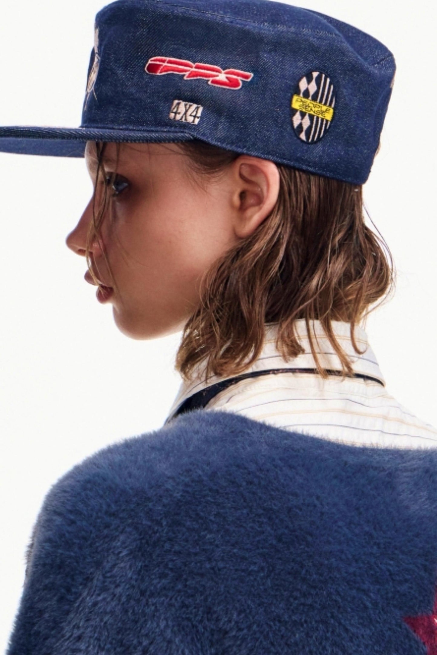 Embroidered Denim Equestrian Hat