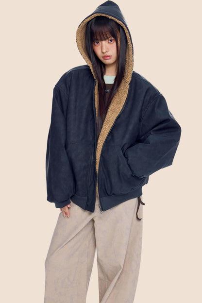 Faux Shearling Color-Block Jacket