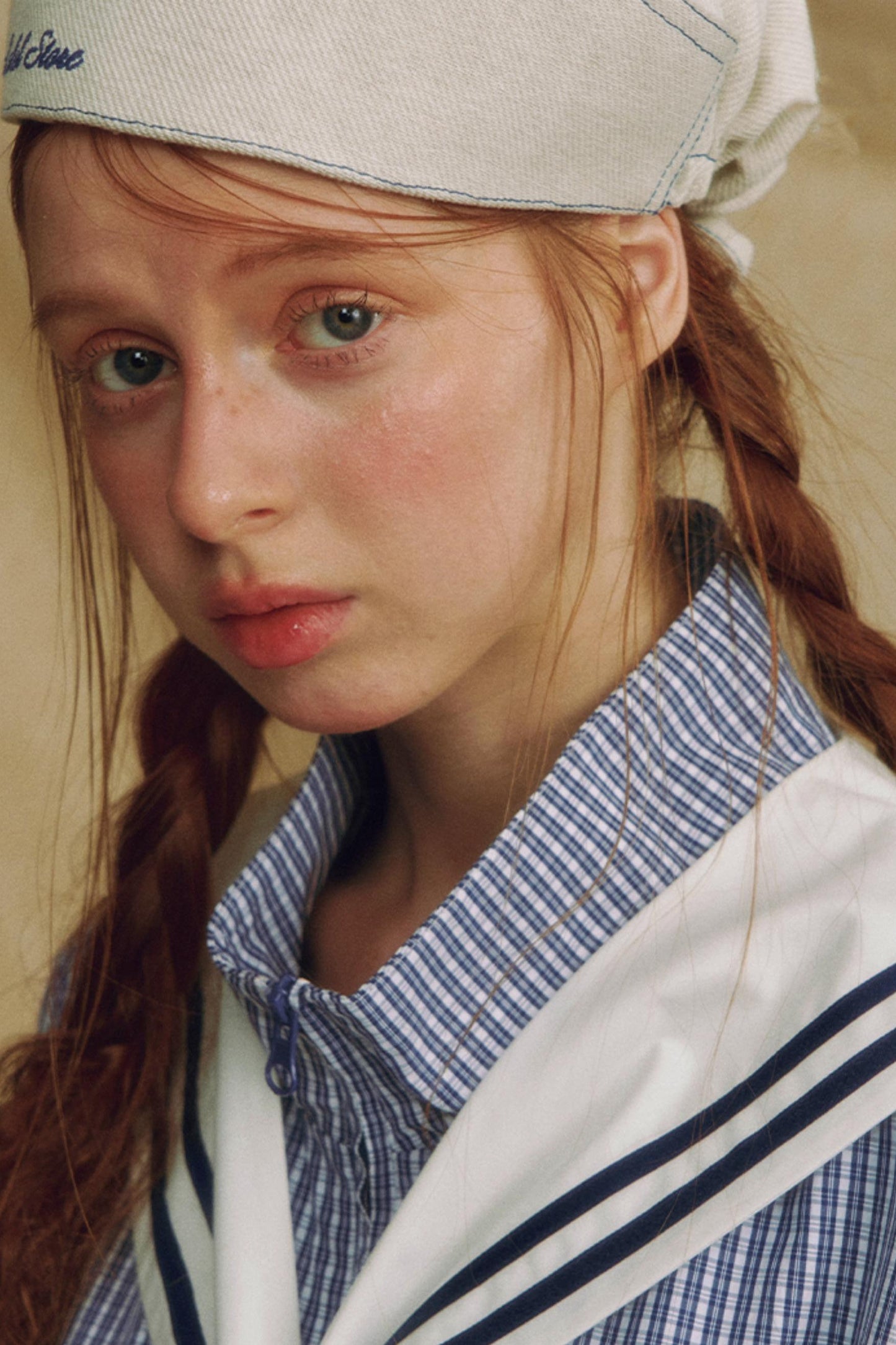 Navy Collar Plaid Jacket Set-Up