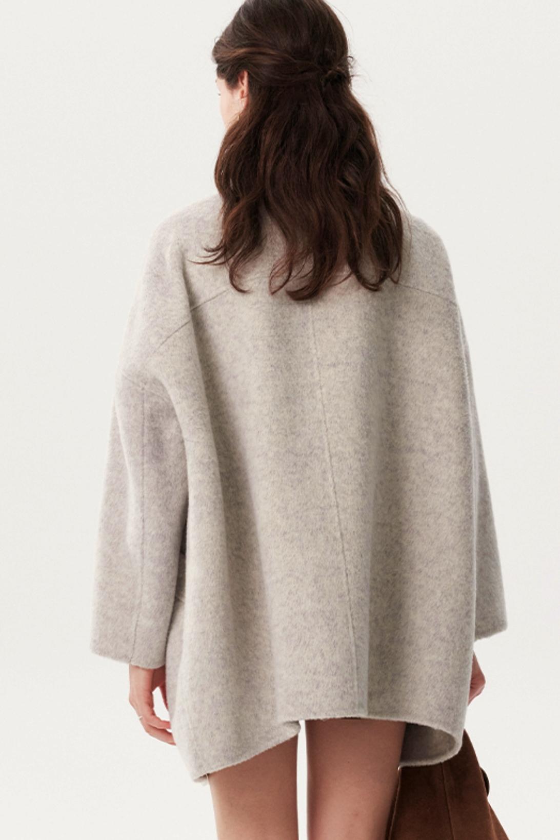 French Woolen Stand-Up Collar Coat