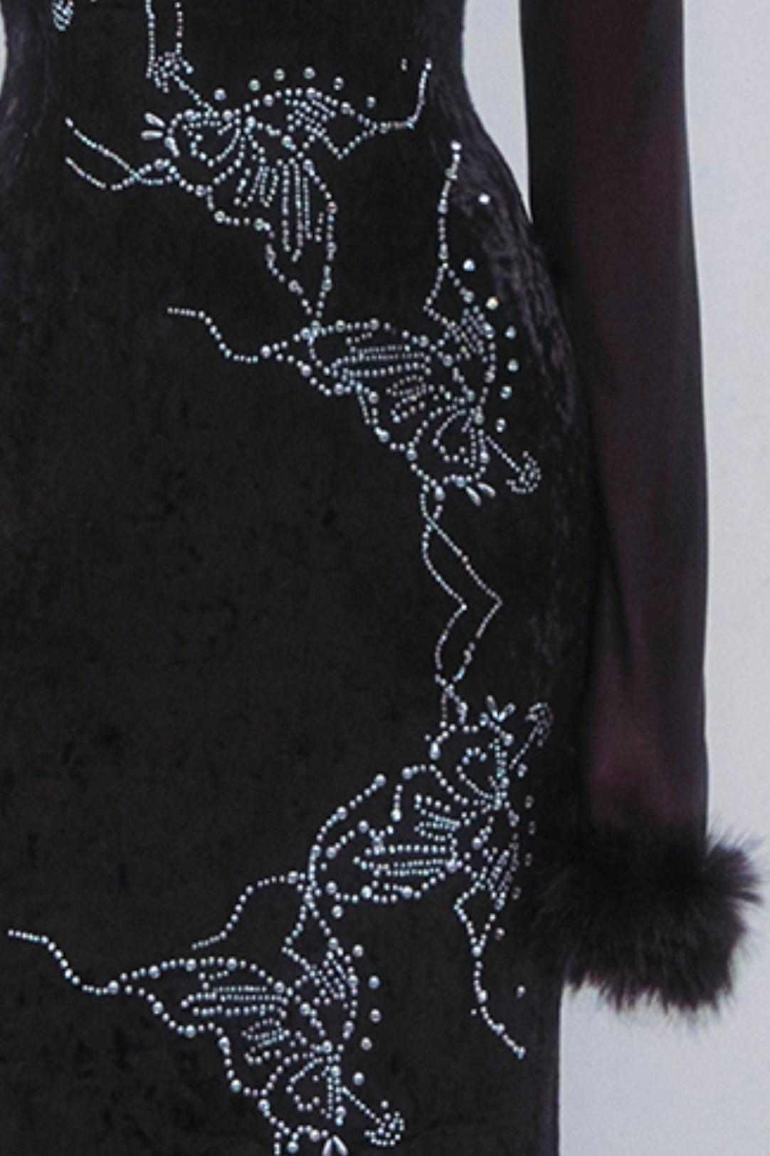 Butterfly Rhinestone Velvet Dress