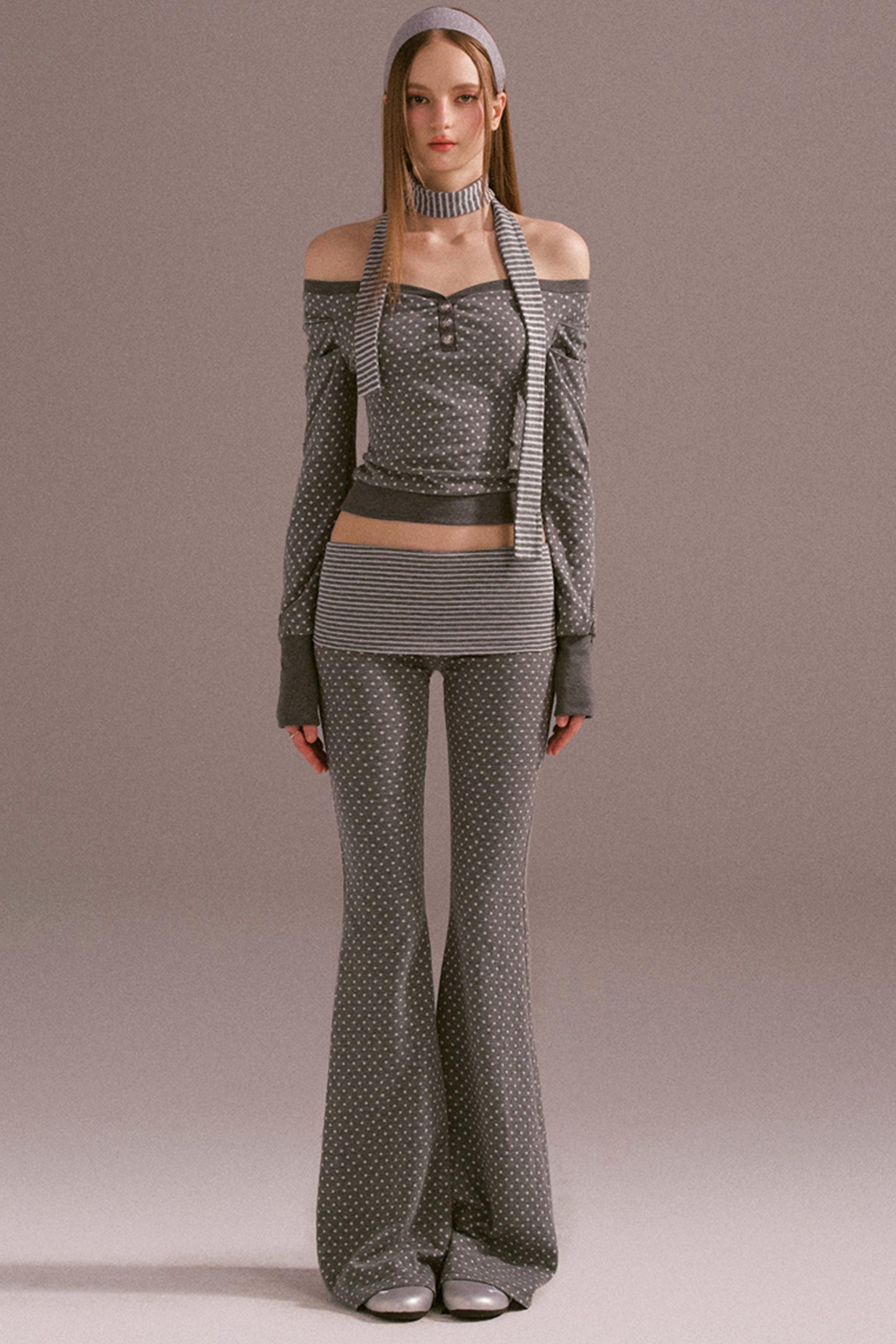 Polka Dot Off Shoulder Shorts Set-Up