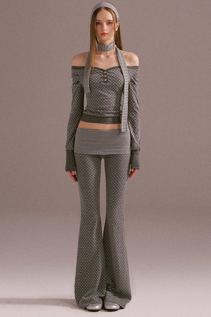 Polka Dot Off Shoulder Shorts Set-Up