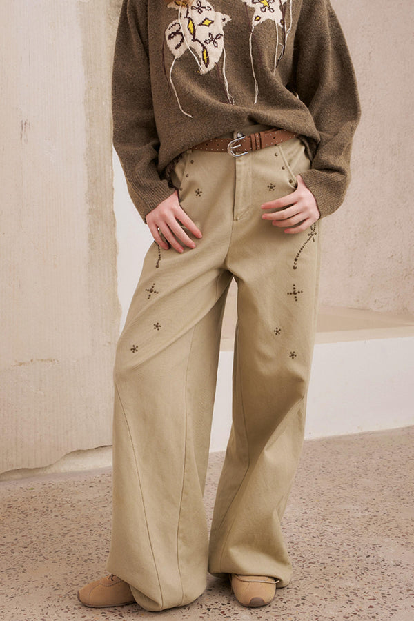 Hot Diamond Loose Wide-Leg Pants