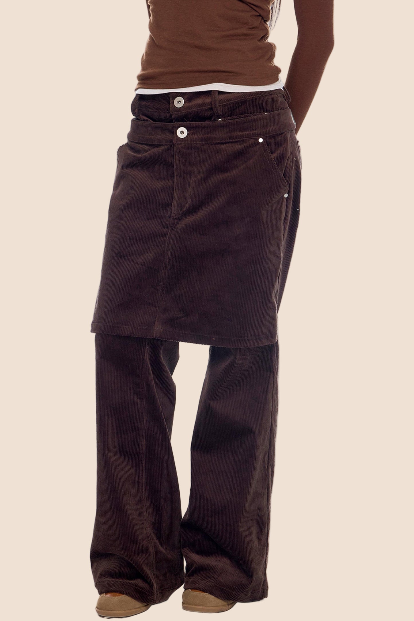 Corduroy Flared Skirt Pants