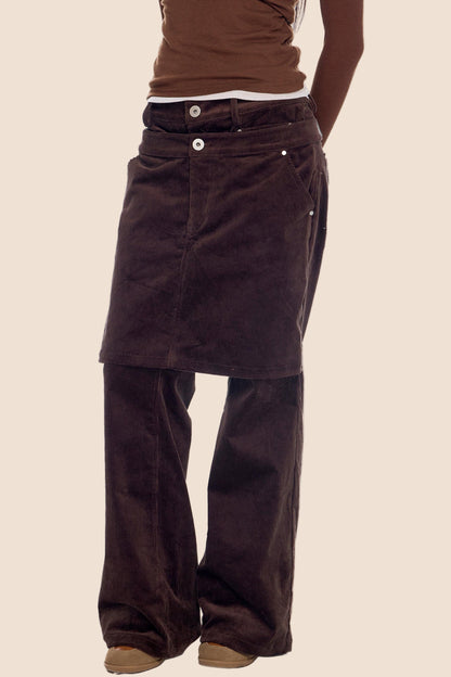 Corduroy Flared Skirt Pants