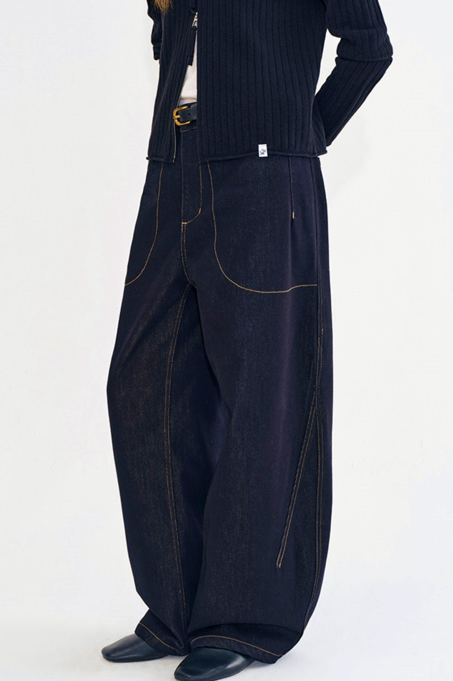 Washed Black Retro Denim Pants