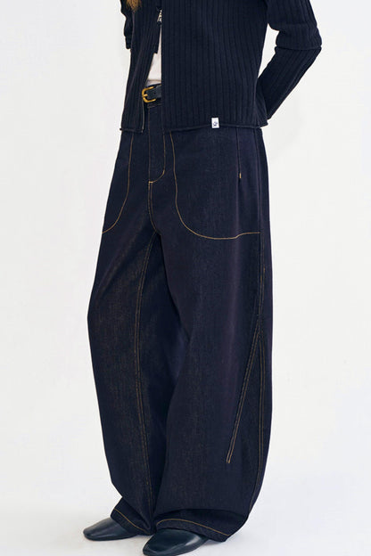 Washed Black Retro Denim Pants