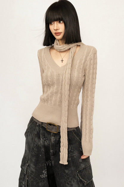 Black Ribbon Knit Top