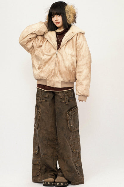 Retro Black Fur Hooded Jacket