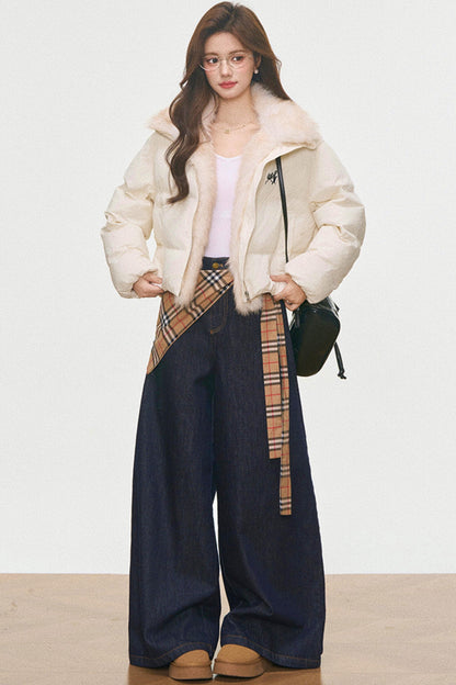Winter Plaid Cotton Coat Set-Up