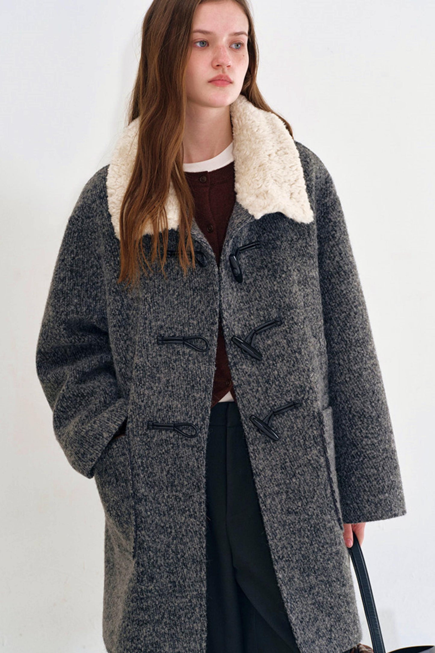 Snowflake Wool Fur Collar Coat