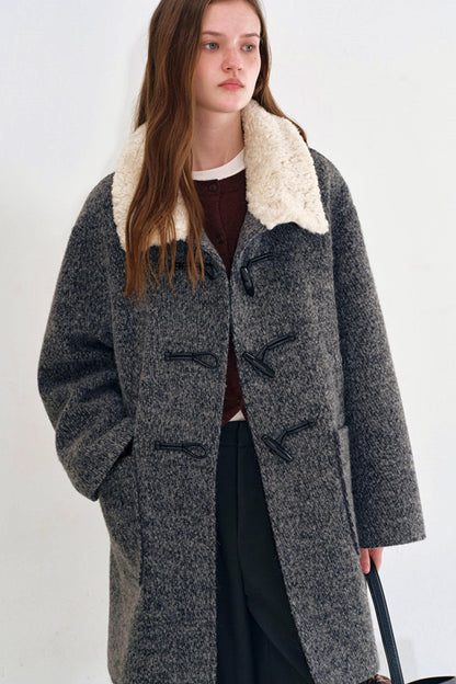 Snowflake Wool Fur Collar Coat