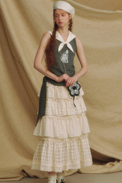 Lace A-Line Layered Skirt