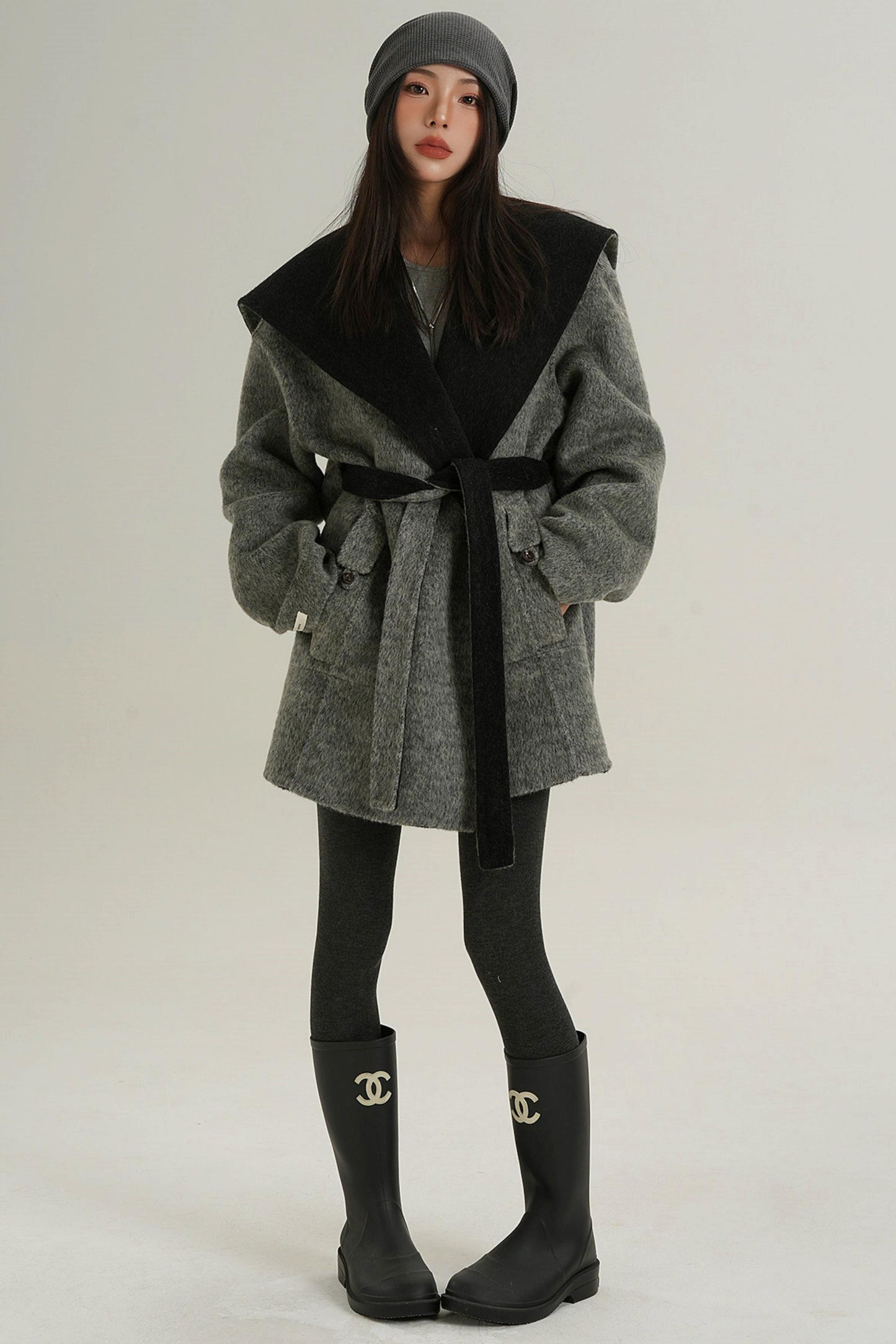 Double-Sided Large Lapel Mid-Length Wool Coat