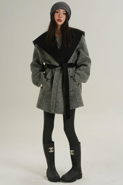 Double-Sided Large Lapel Mid-Length Wool Coat