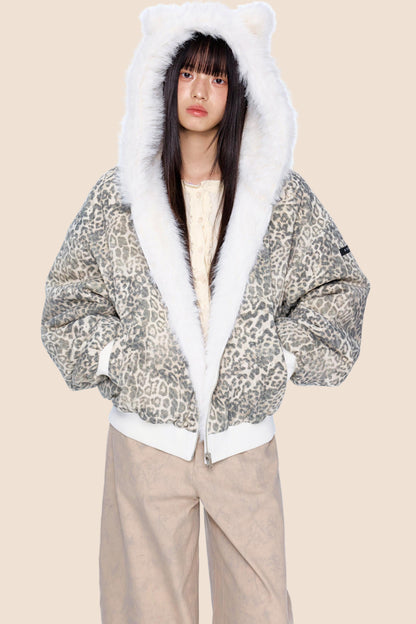 Reversible Leopard Hooded Jacket