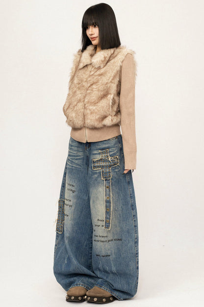 Knitted Fur Patchwork Coat
