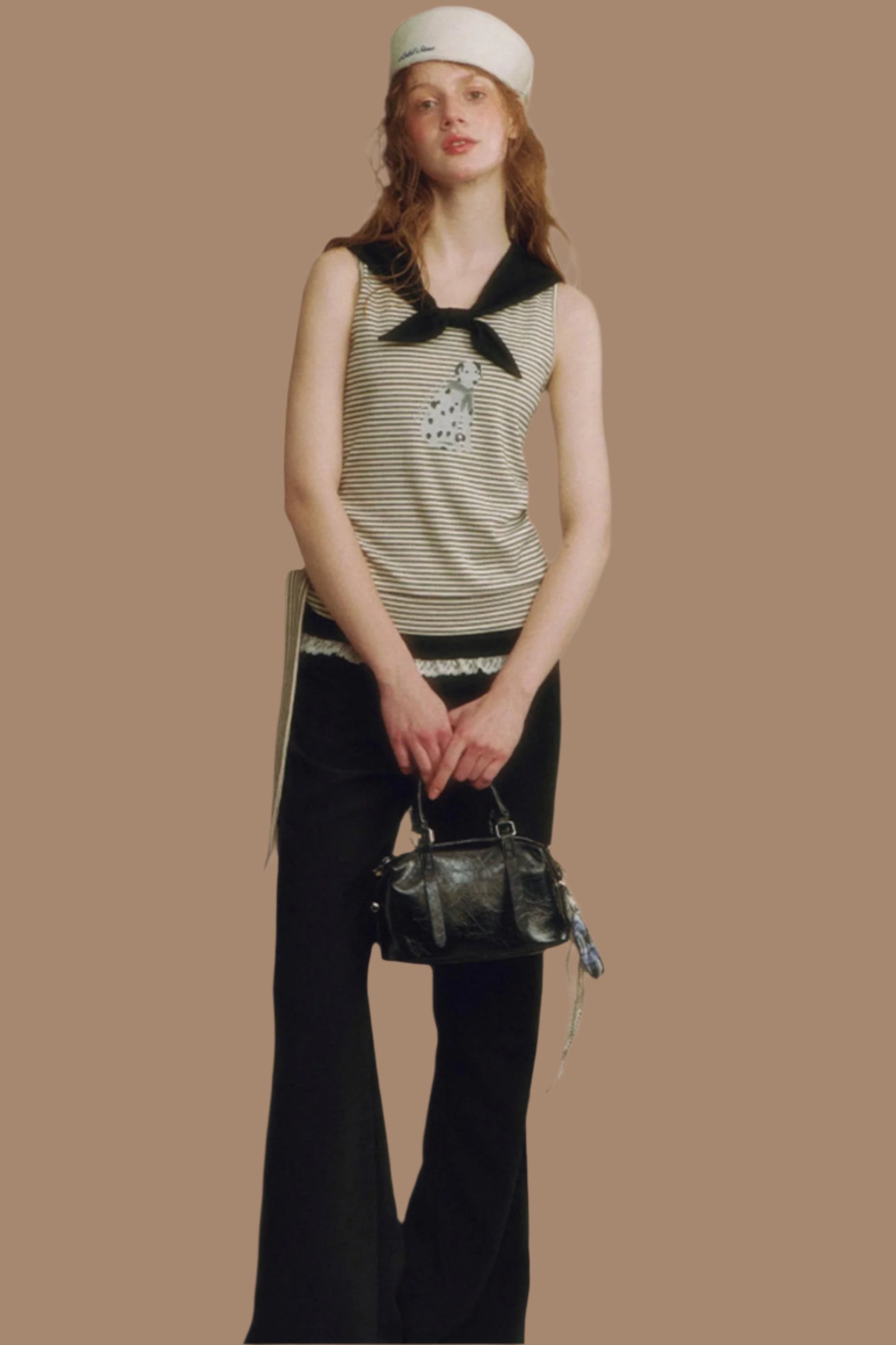 Chic Black Lace-Trimmed Wide Leg Pants