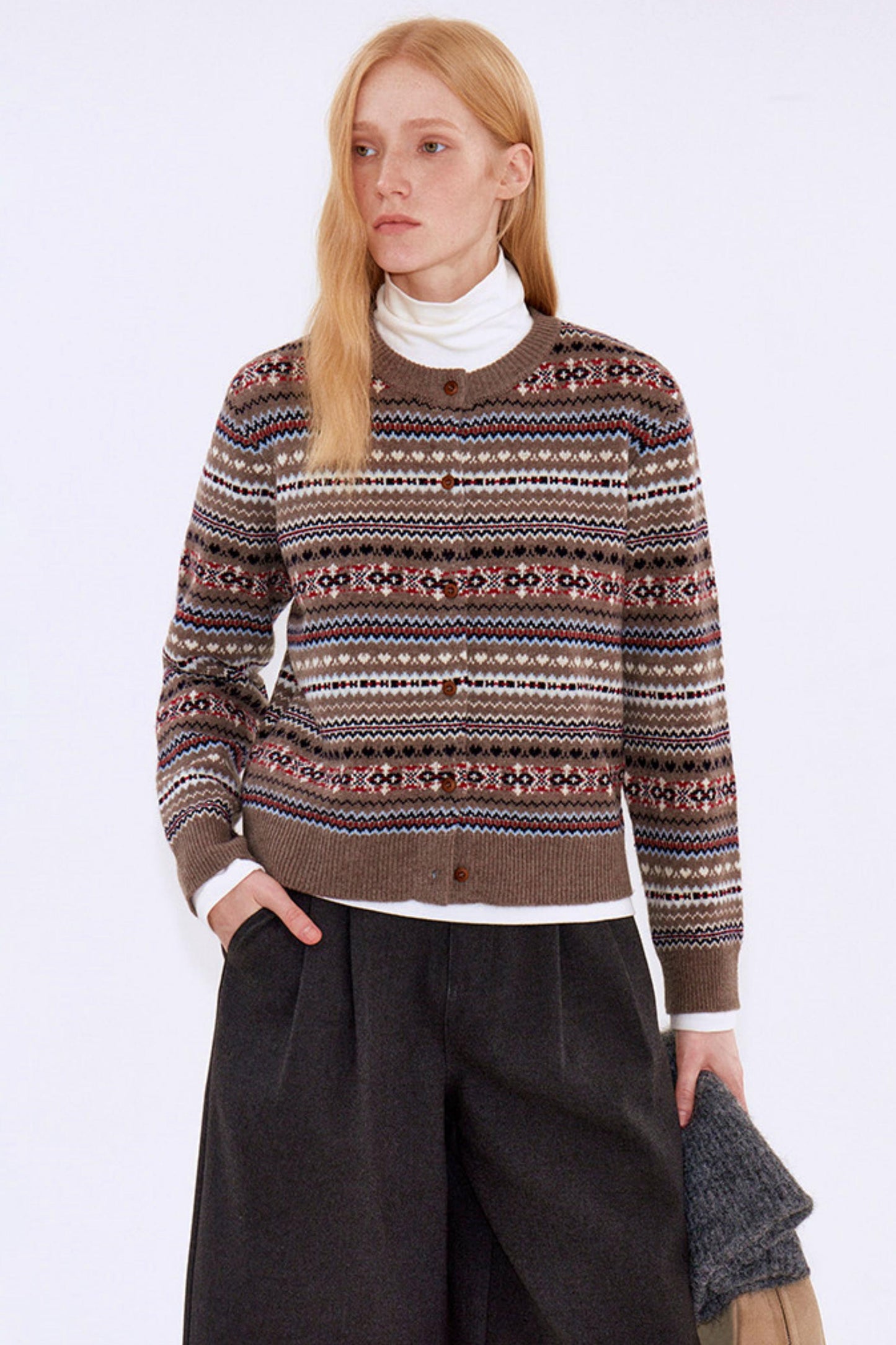 Light Retro Wool Fair Isle Cardigan