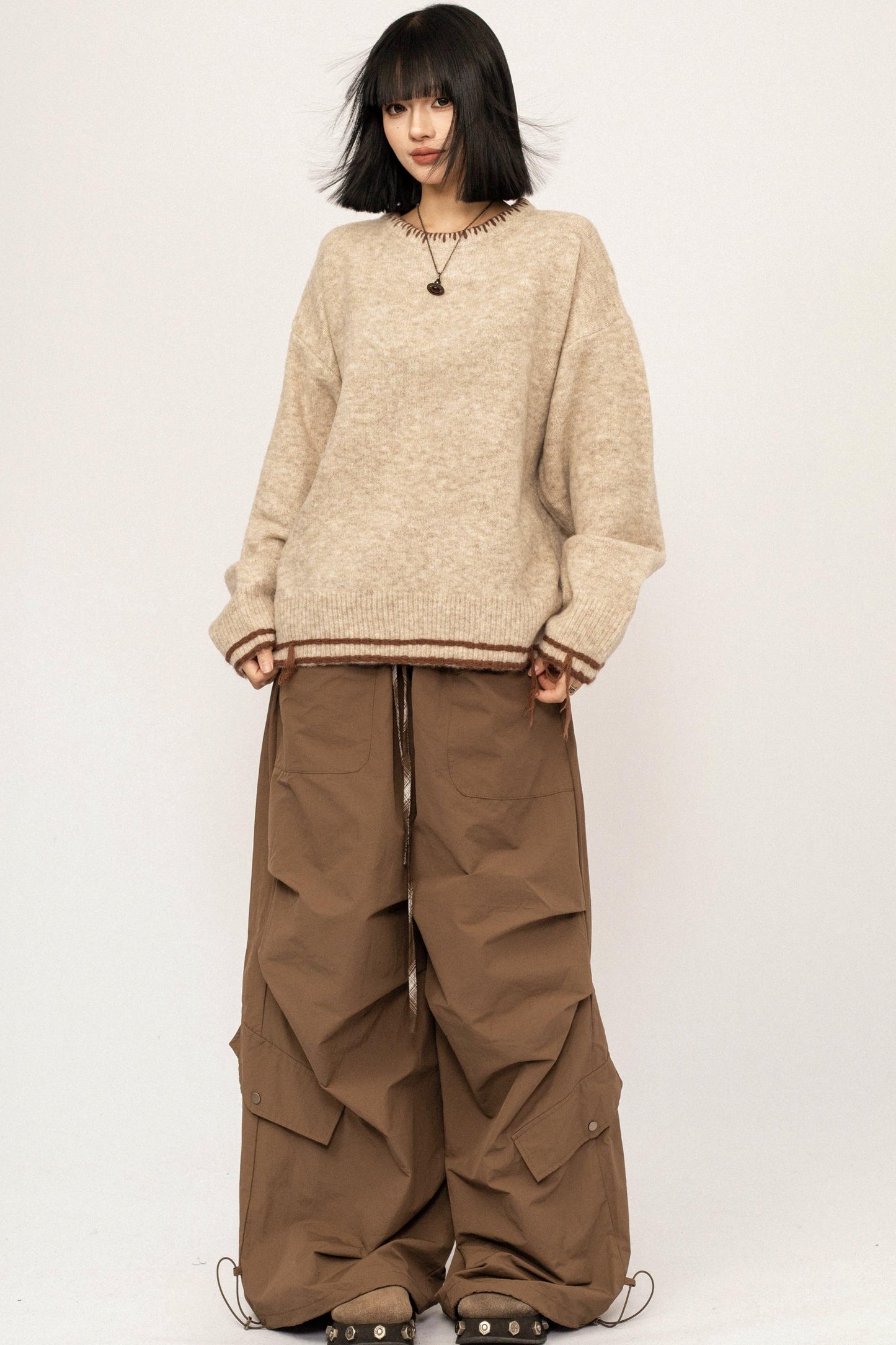 Retro Gray Knitwear Sweater